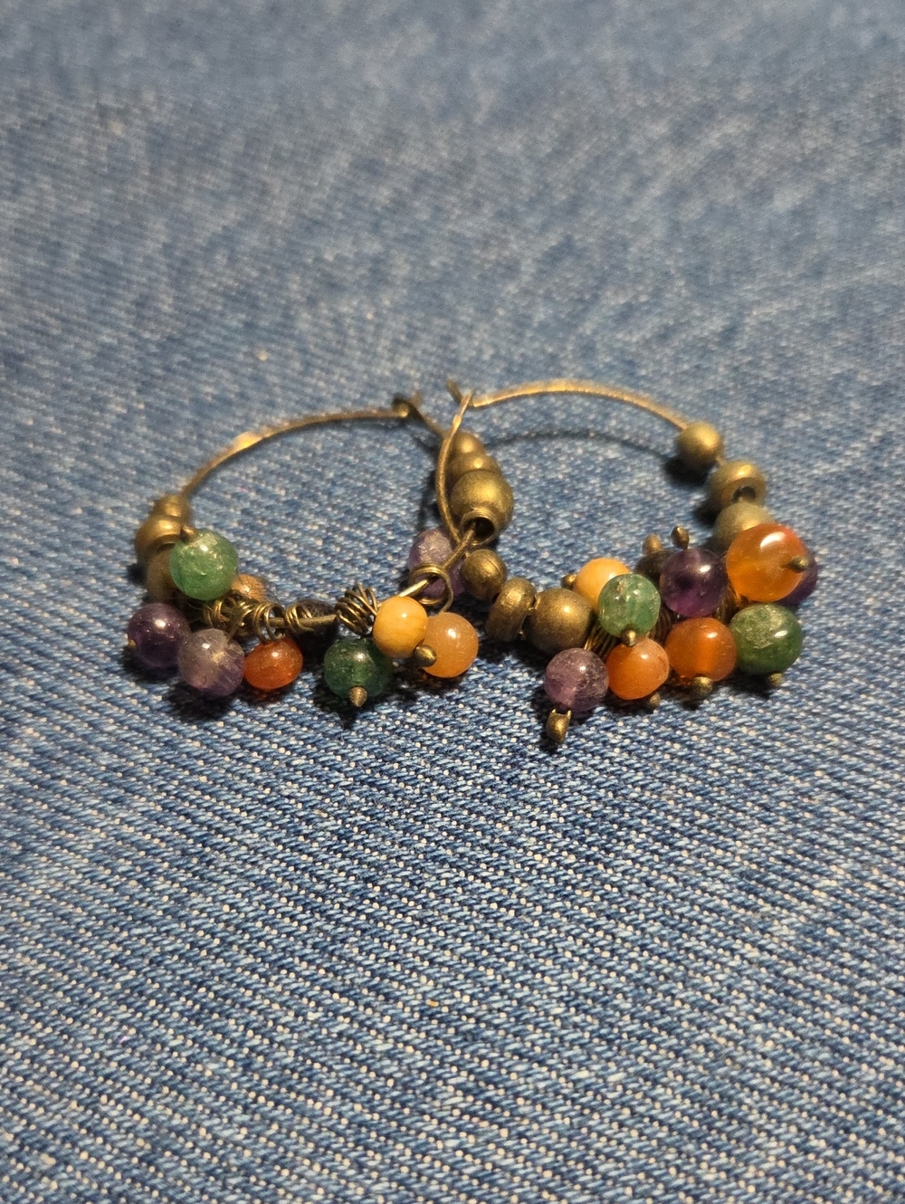 Multi-Color Beaded Hoop Earrings - Women Jewelry
